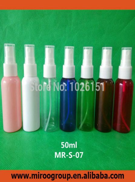 

50pcs 50ml colorful small empty pet plastic spray bottle refillable bottle perfume spray bottle with 20410 spray pump mrs075529419