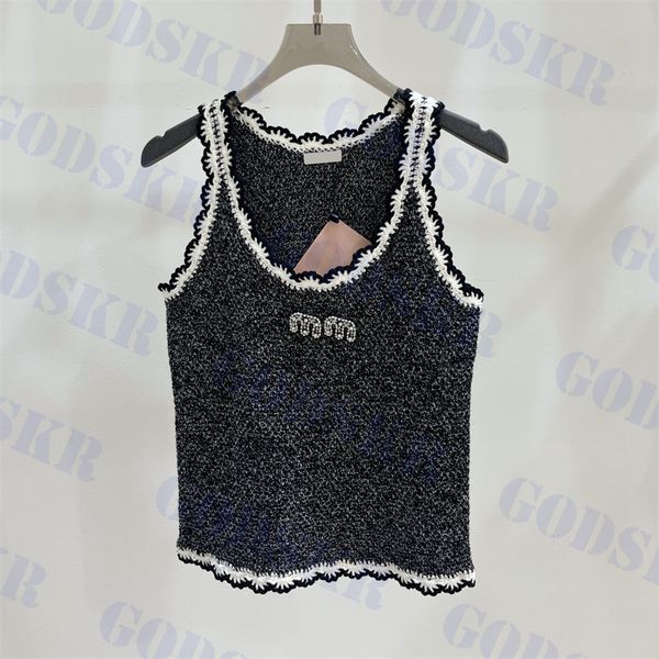 

womens knit tanks rhinestone letter t shirts vintage ladies tees summer camisoles clothing, Black;white