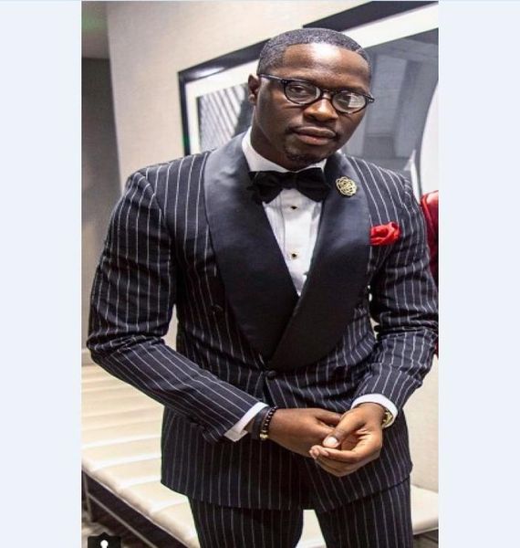 

stylish design groom tuxedos double breasted black stripe shawl lapel groomsmen man suit mens wedding suits jacketpantstie7399416, Black;gray