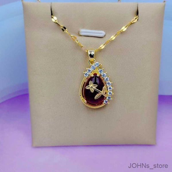 

pendant classic beautiful flower water drop simple necklace fashion personality red chain r230829, Silver