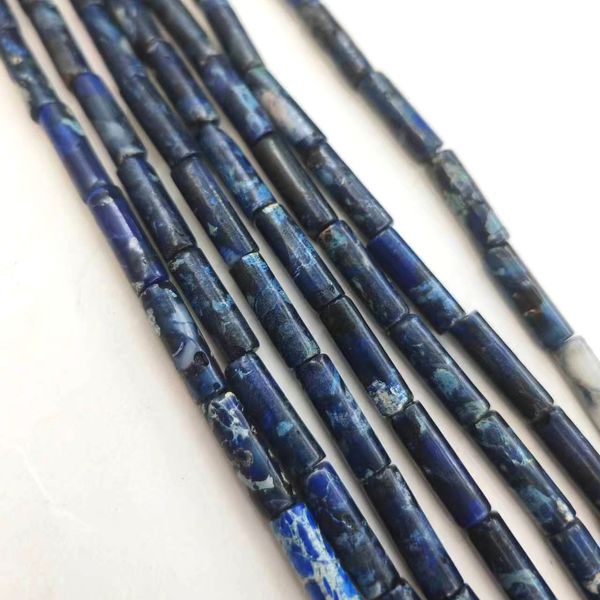 

4*13mm natural deep blue emperor stone beads cylindrical shape loose gem stone beads for diy bracelet ,necklace,hairpins,earrings jewelry ma