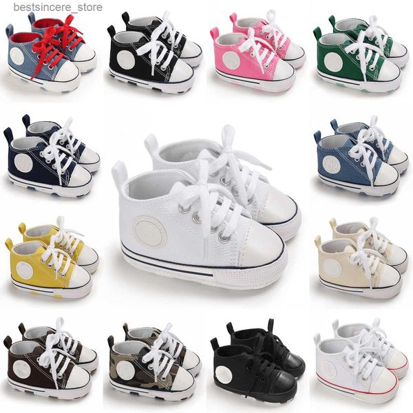 

newborn baby shoes boys and girls classic sports soft canvas multi-color first walker leisure shoes baby baptism shoes l230522