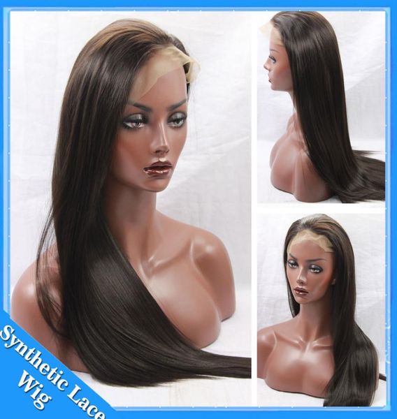 

synthetic lace front wig silky straight black hair long synthetic swiss lace wigs heat resistant glueless brazilian hair natural w4906376