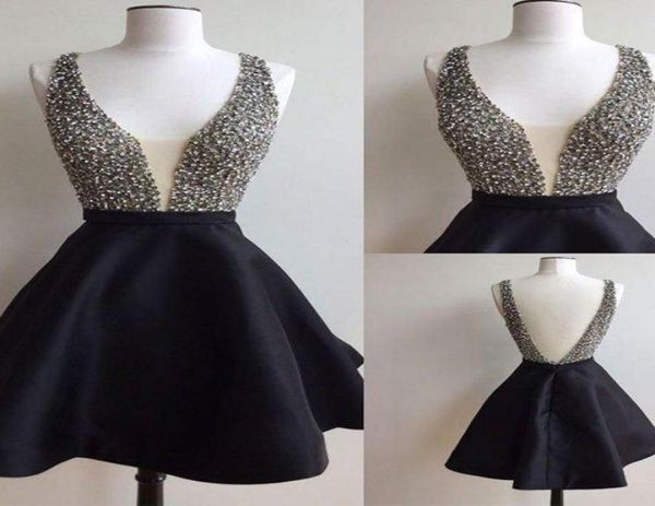

201 homecoming dresses sequin beaded vneck real po backless short graduation cocktail party gowns for girls sweet 16 dres1766102, Blue;pink