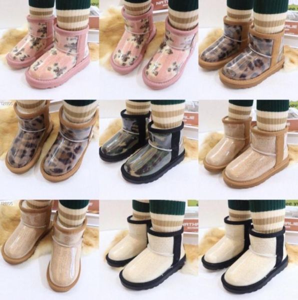 

designer kids boots classic genuine leather snow boot uggitys australia youth baby girls boys toddlers with bows wgg sneakers kid 6032807, Black