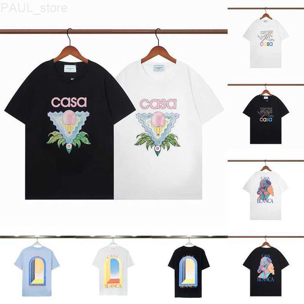 

men's mens t shirt designer casablancas shirt man s womens tshirts with letters print short sleeves summer casablanc t-shirts men loose, White;black