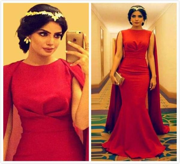 

arabic red evening dress with wrap mermaid cape long formal evening party dresses abendkleider long gorgeous moroccan kaftan abaya6113711, Black;red