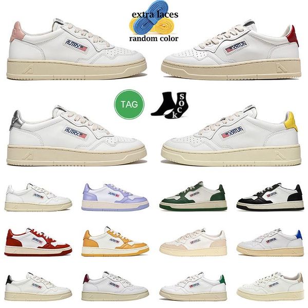 

famous autry action shoes designer casual women shoe autries medalist leather suede low platform sneakers usa upper two-tone pink golden pan