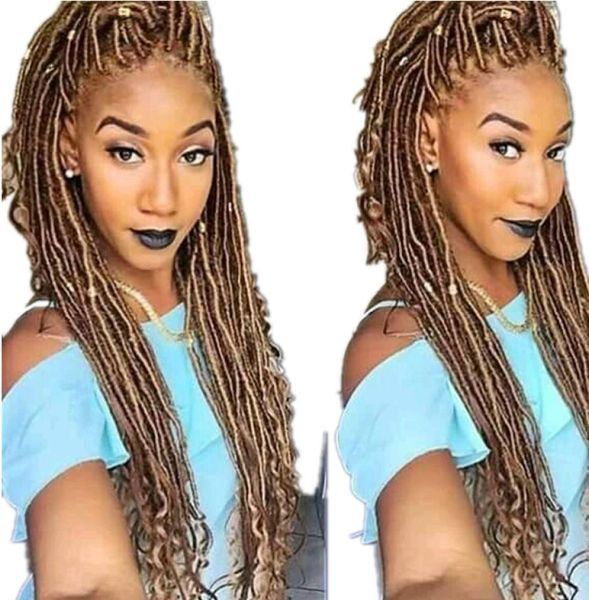 

ombre goddess faux locs 22inch goddess locs hair half straight half curly braids synthetic hair extension crochet braiding hair fo6566489, Black