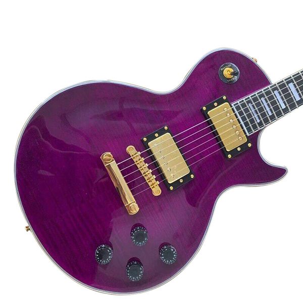 

classic brand guitar purple tiger veneer gold accessories made