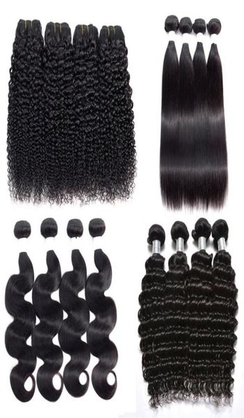 

8a brazilian virgin hair bundles body wave straight deep wave water wave kinky curly human hair extensions peruvian malaysian hair1928409, Black