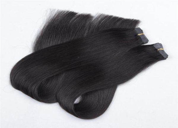 

skin weft tape 084cm1003903924039039 25gpc 40pcslot straight indian human remy double sided pu tape inon hum3950809, Black