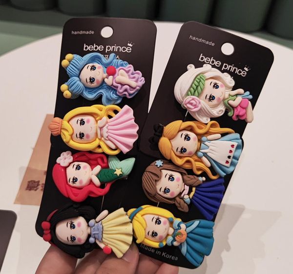 

2pcs cartoon children039s hair accessories flower fairy princess girl resin hairpin bangs clip girls princess hairpins3858519, Slivery;white