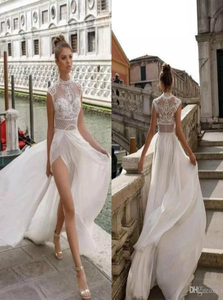 

julie vino 2020 wedding dresses bohemia high slits lace appliqued bridal gowns beach a line wedding dress vestido de novia7850595, White