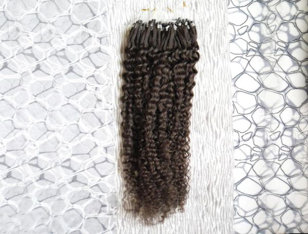 

human hair extensions kinky curly micro loop ring hair extensions 100g 1gs 100s remy micro bead hair extensions darkest brown5663168, Black