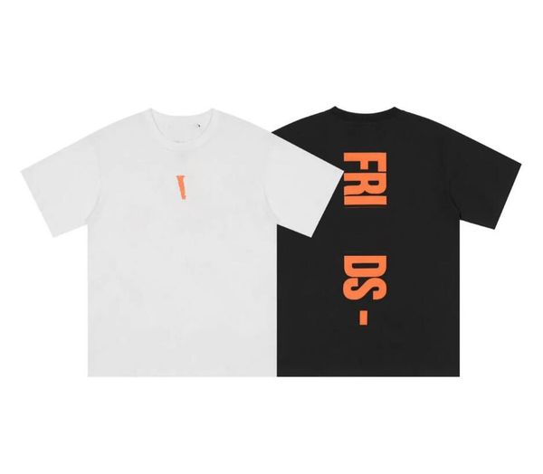 

designer mens t-shirts men and women loose lovers short sleeved letter printing friends- vertical printing creative short sleeved small v te, White;black