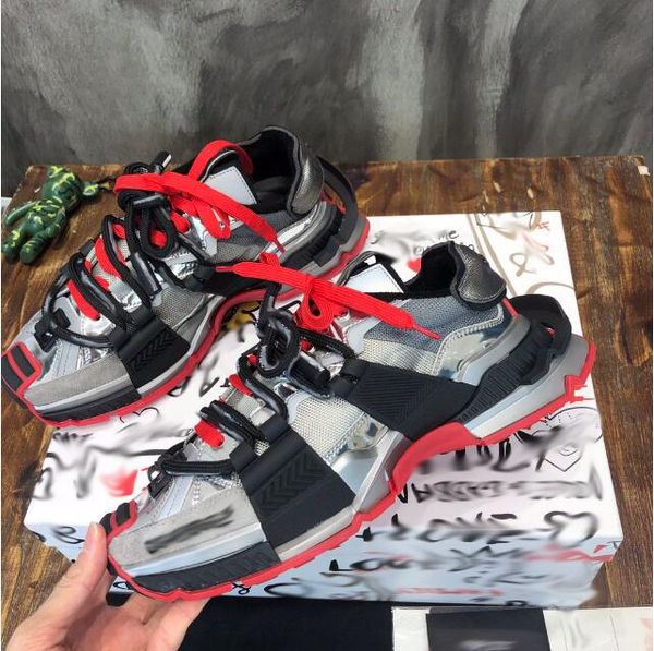

designer shoes space 5862 sneakers men women shoes dg multicolor matching retro sneakers casual platform trainers popular couple shoes size, Black