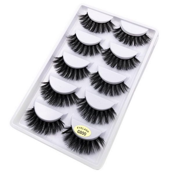 

5 pair eyelashes 3d mink lashes soft thick eyelash g800 crisscross winged natural long no fall off makeup whole lash7162006