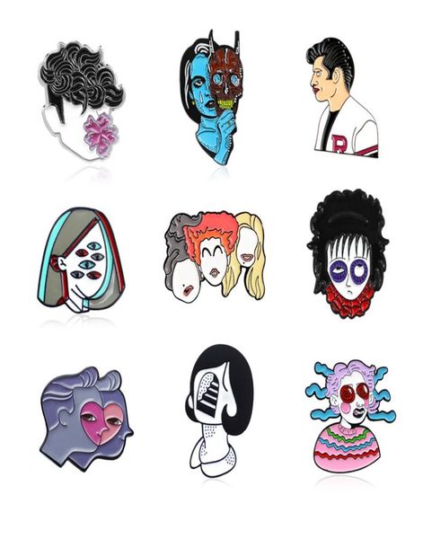 

enamel brooch pin masked blue skin woman primitive man alien ghost monster mask twofaced personality jewellery badge3528615