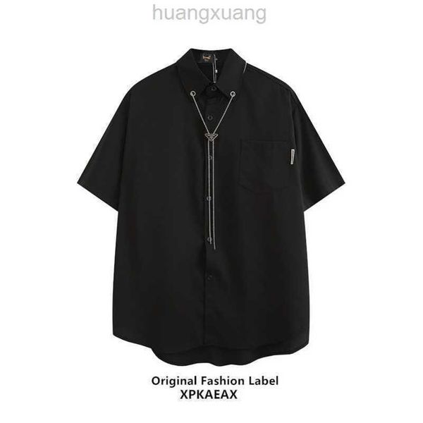 

men polo original fashion brand american high street chain design short sleeve shirt china-chic fried street ruffian handsome loose shirt, White;black