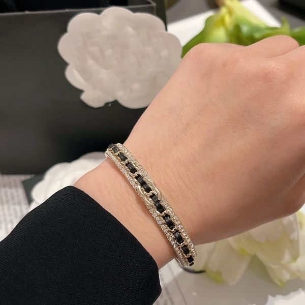 

woman bangle ccity logo designer luxury brand metal gold bracelets women man open bracelet jewelry gift 232334, Black