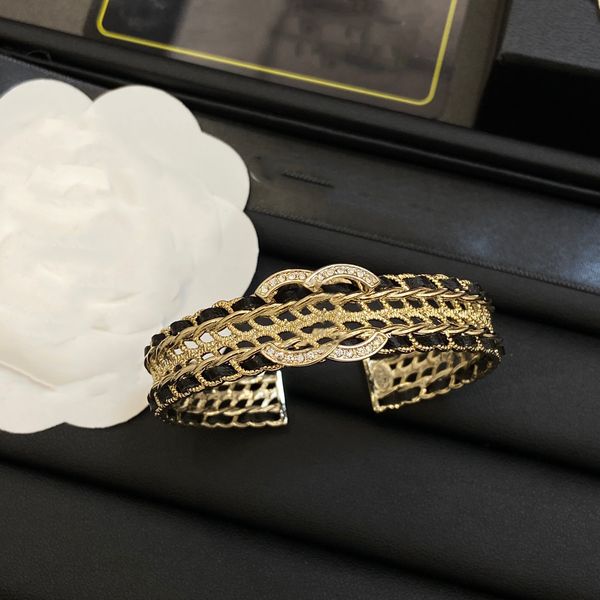 

woman bangle ccity logo designer luxury brand metal gold bracelets women man open bracelet jewelry gift, Black