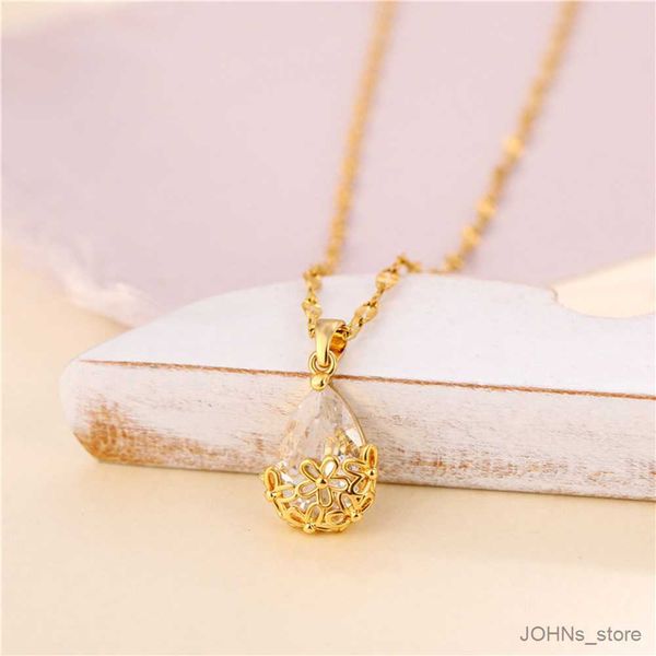 

pendant 2023 new romantic water drop inlaid with necklace for women female stainless steel necklace gift jewelry r230703, Silver