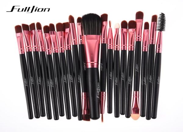 

fulljion 20pcs rose black makeup brushes set pro powder foundation eyeshadow eyeliner lip blush cosmetic beauty make up brush6305693