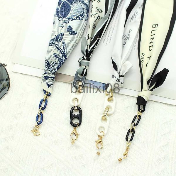 

scarves bohemi rylic glasses chain ribbon mask lanyard printing silk scarf casual eyeglass chain neck glasses cessories j230703, Blue;gray