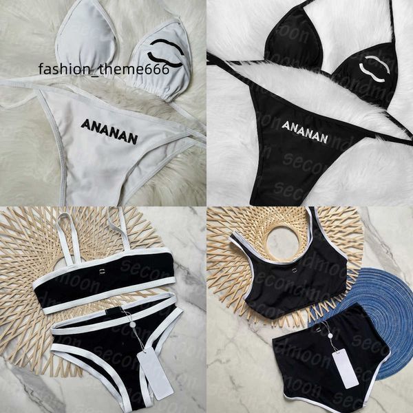 

letter embroidered swim wear women bikinis set fashion backless bathing suit two piece swimsuit, White;black