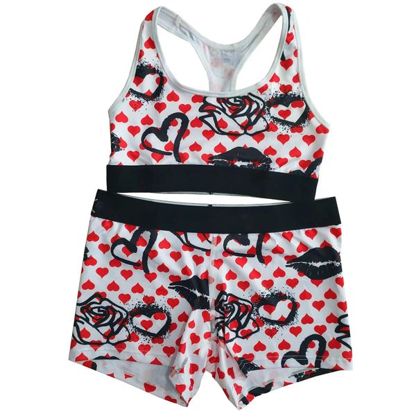 

undershirt shorts two-piece beauty back fitness print yoga suit female swimsuit 02, White;black