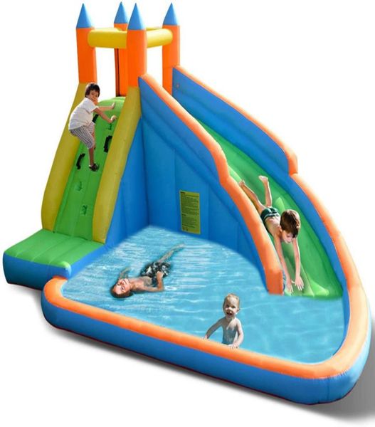

water pool toy with long slide climbing wall including oxford carry bag stakes castle bounce house1206662