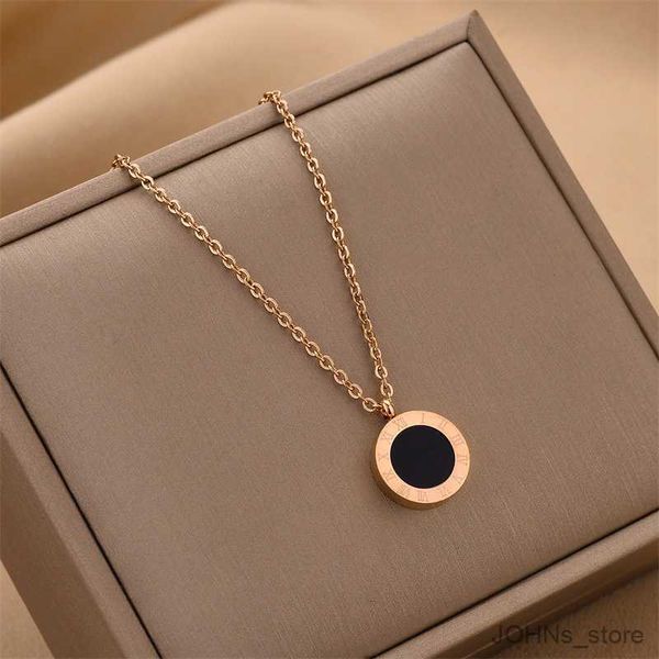 

pendant numeral pendant stainless steel necklace for women trendy choker neck man chain simple punk jewelry r230829, Silver