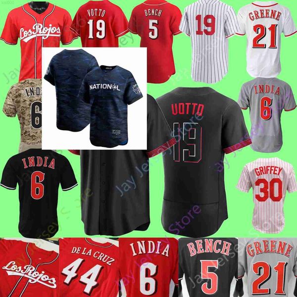 

2023 all-star city men women youth cincinnati 14 pete rose 19 joey votto 30 ken griffey jr 44 elly de la cruz reds baseball jersey, Blue;black