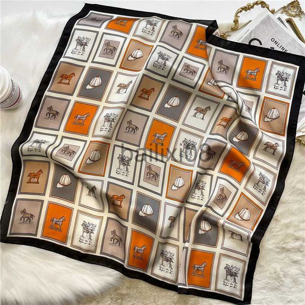 

scarves luxury brand women scarf summer 70cm silk scarves shawls lady sunscreen beh shawl horse print square scarves muslim headscarf j23070, Blue;gray