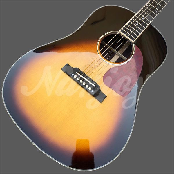 

handmade electric guitar with dot mosaic, vintage sunburst wood, 41 , j45