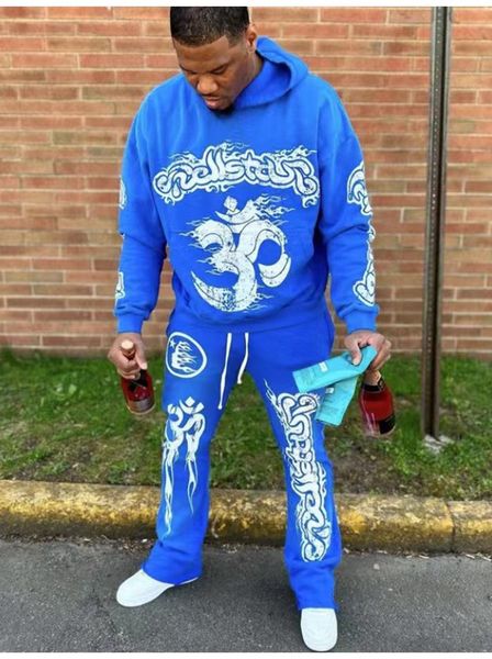

fashion mens luxury designer hoodies men hoodies pullover hellstar blue yoga hoodios printing long sleeve street hip-hop clothing, Black