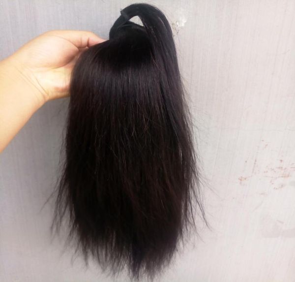 

new arrive brazilian human virgin remy straight ponytail hair extensions natral black color 100g one bundle1414842