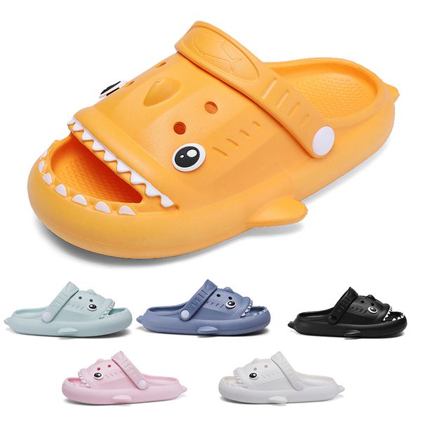 

designer sandals children shark slipper men women flat base black white pink grey orange blue womens mens waterproof shoes size 24-35