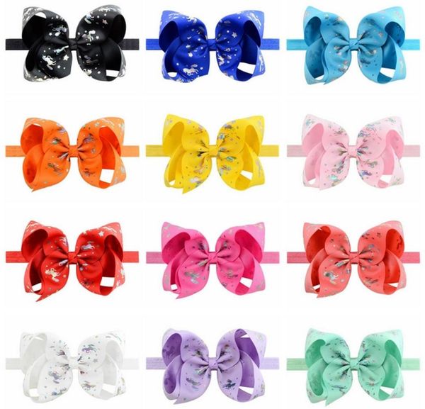 

6 inch grosgrain ribbon bowknot children hair accessories with explosions unicorn party gilding baby glirs bow hair band a1927023459, Slivery;white
