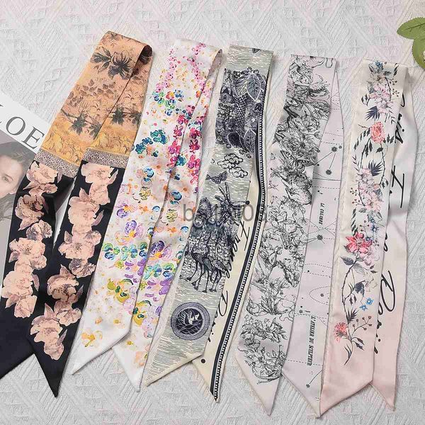 

scarves fashion skinny scarf women luxury brand twill printing tie bag handle ribbon hair band women's headscarf new design silk scarve, Blue;gray