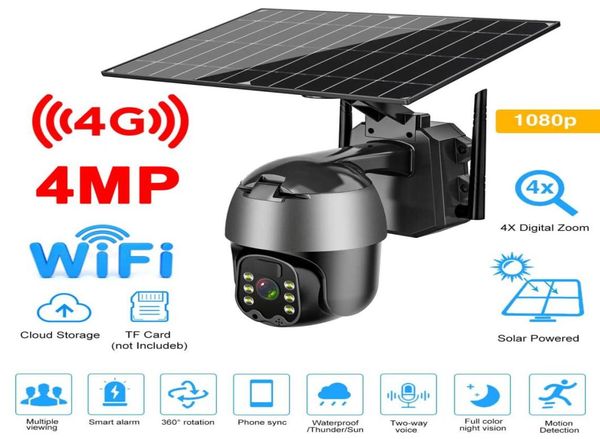 

4mp solar surveillance cameras rechargeable 4g wifi ptz video surveillance outdoor waterproof security cams pir color night2712641