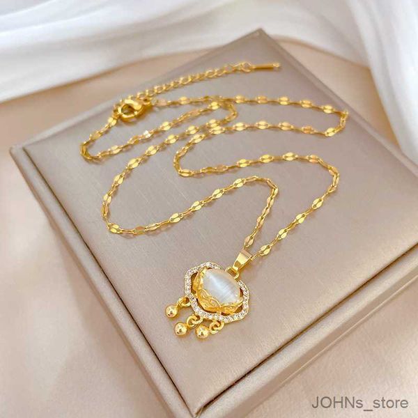 

pendant classic personality longevity necklace light luxury design versatile small chain r230829, Silver