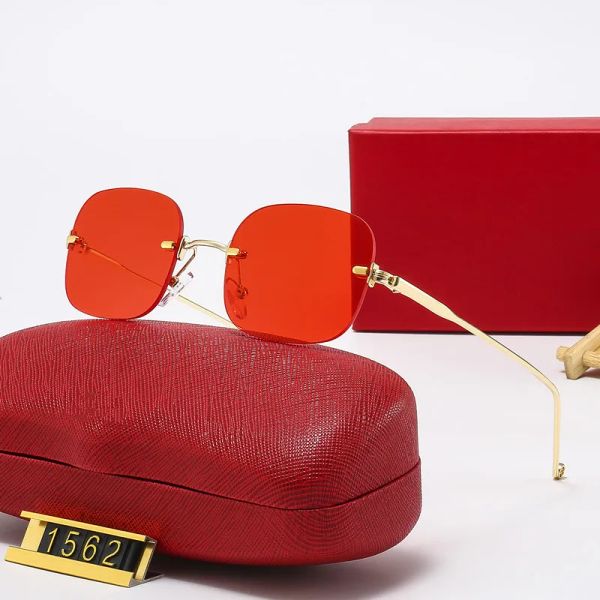 

designer sunglasses for men and women luxury brand sunglass uv400 red color fashion driving goggle frameless sun glasses ladies vintage eyeg, White;black