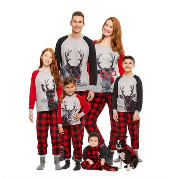 

family christmas pajamas new family matching outfits mother father kids clothes sets cartoon christmas deer printed pajamas sleepw9789061, Blue