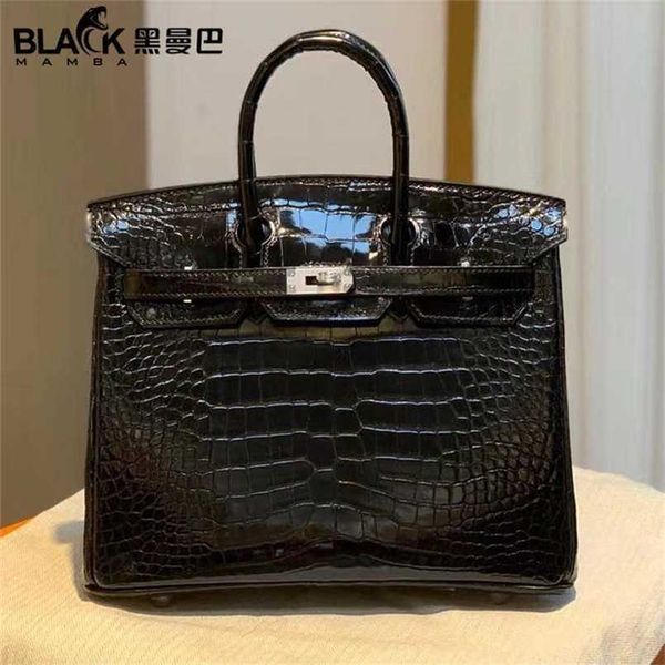 

designer birkins h ermeess crocodile leather handmade black square american high gloss black bk25 luxury silver buckleqq with logo qq