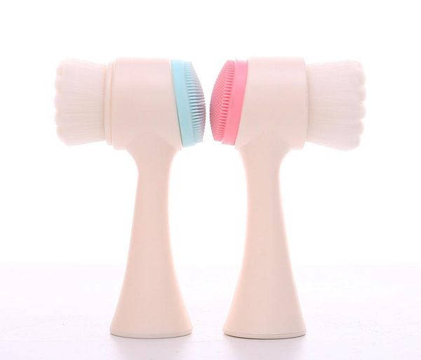 

doubleside face cleaning brush 3d silicone facial deep pore cleaner blackhead removal massage makeup brushes skin care soft hair2421711