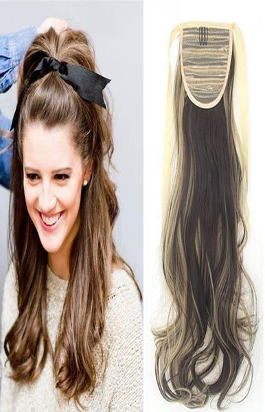 

synthetic wigs womens ladies long straight wavy ponytail hair clip in binding wrap around 18039039 22039039 hairpiece4064080, Black