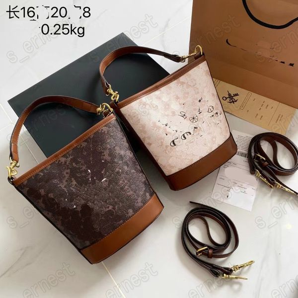 

women luxury design vintage bucket bag fashion retro style one shoulder crossbody bags printed color handbag