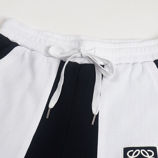 

r men's shorts patchwork black and white reverse women's embroidered waffle elasticated waistband casual sports luxury xs- 9l5q, White;black